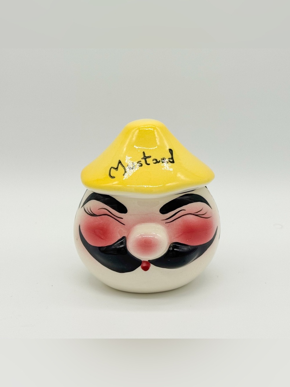 Vintage 1950s Mustard Jar Pot Deforest of California Anthropomorphic Kitschy